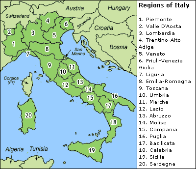 map or italy
