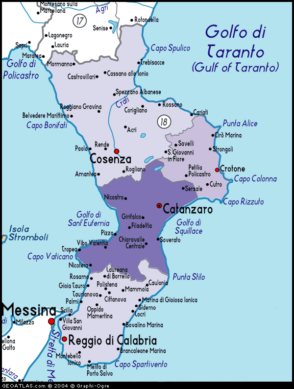 Map of Calabria map, Calabria, Italy, Italy Atlas